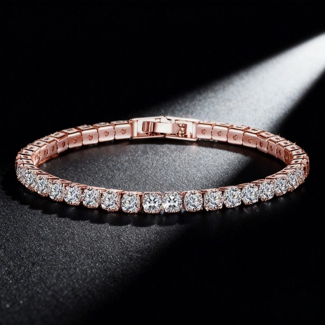 14K Gold Plated Tennis Chain Bracelet – Cubic Zirconia Unisex Wristband - Vintgedrifter