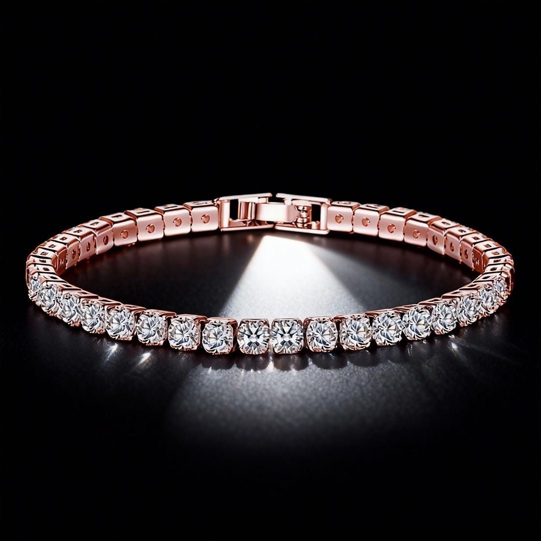 14K Gold Plated Tennis Chain Bracelet – Cubic Zirconia Unisex Wristband - Vintgedrifter