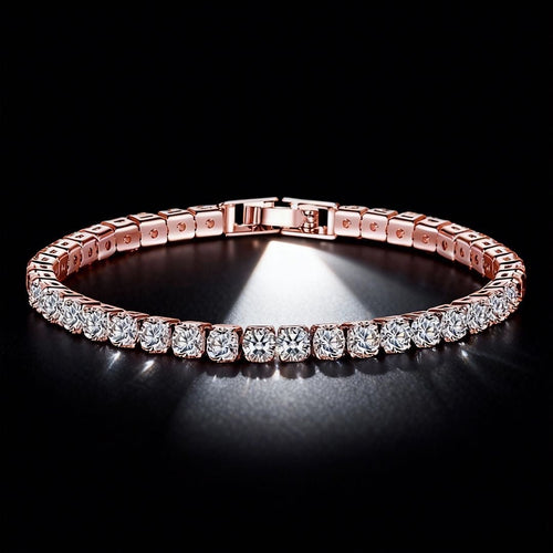 14K Gold Plated Tennis Chain Bracelet – Cubic Zirconia Unisex Wristband - Vintgedrifter