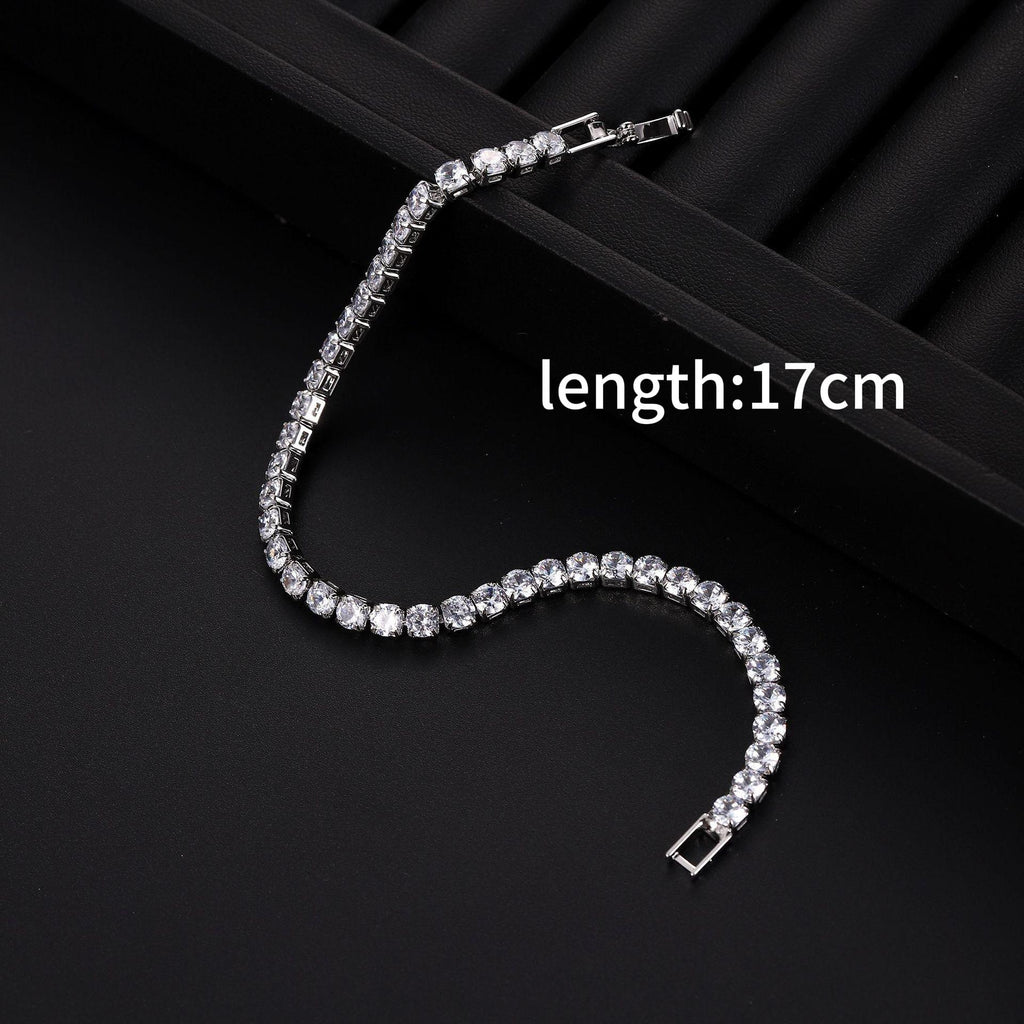 14K Gold Plated Tennis Chain Bracelet – Cubic Zirconia Unisex Wristband - Vintgedrifter