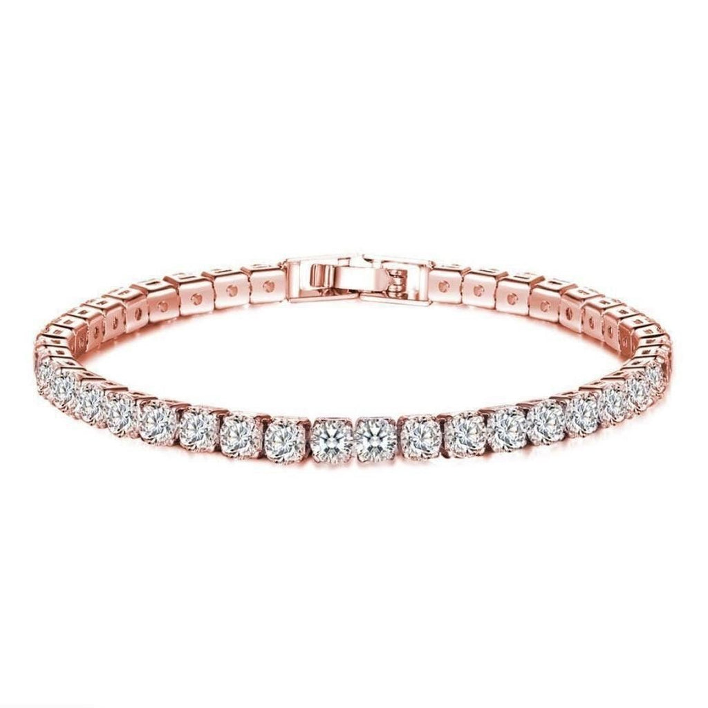14K Gold Plated Tennis Chain Bracelet – Cubic Zirconia Unisex Wristband - Vintgedrifter