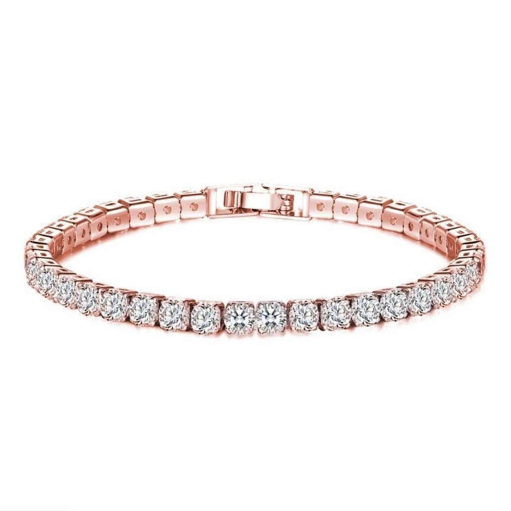 14K Gold Plated Tennis Chain Bracelet – Cubic Zirconia Unisex Wristband - Vintgedrifter