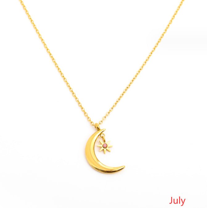 925 Silver Birthstone Pendant Necklace – All 12 Months | Gold Zircon Birthday Gift - Vintgedrifter