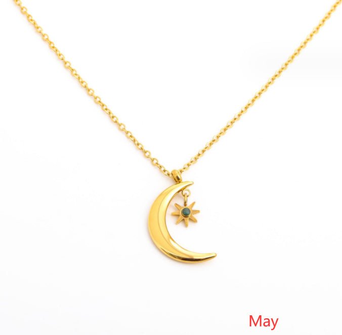 925 Silver Birthstone Pendant Necklace – All 12 Months | Gold Zircon Birthday Gift - Vintgedrifter