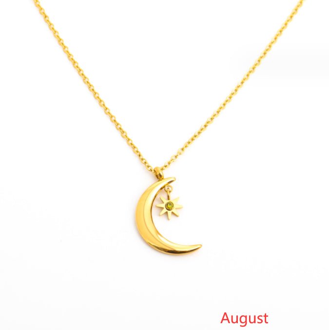 925 Silver Birthstone Pendant Necklace – All 12 Months | Gold Zircon Birthday Gift - Vintgedrifter