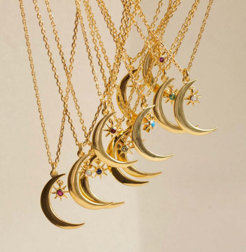 925 Silver Birthstone Pendant Necklace – All 12 Months | Gold Zircon Birthday Gift - Vintgedrifter