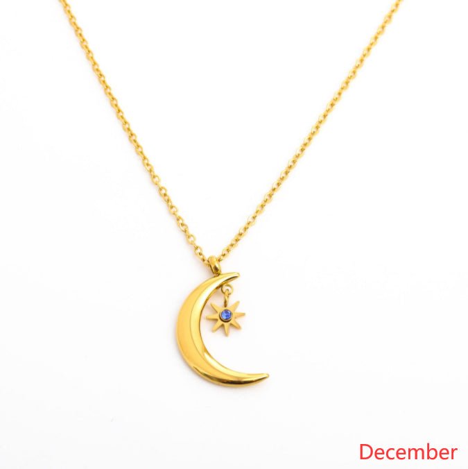 925 Silver Birthstone Pendant Necklace – All 12 Months | Gold Zircon Birthday Gift - Vintgedrifter