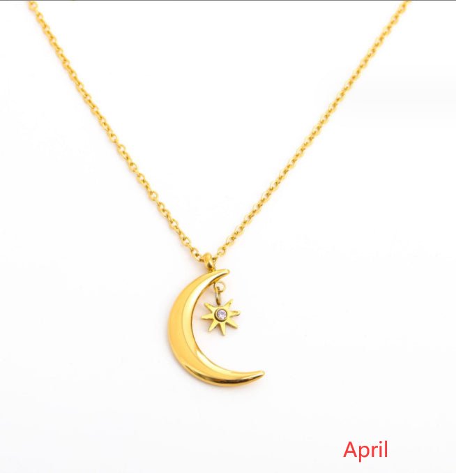 925 Silver Birthstone Pendant Necklace – All 12 Months | Gold Zircon Birthday Gift - Vintgedrifter