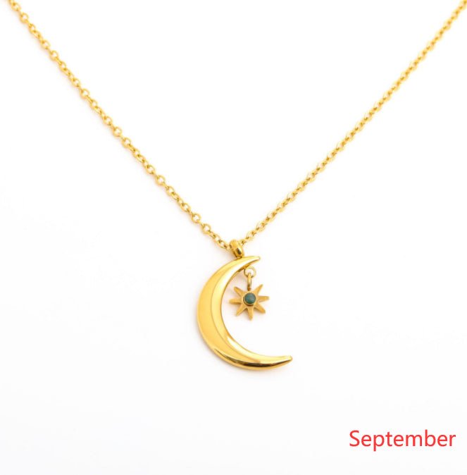 925 Silver Birthstone Pendant Necklace – All 12 Months | Gold Zircon Birthday Gift - Vintgedrifter