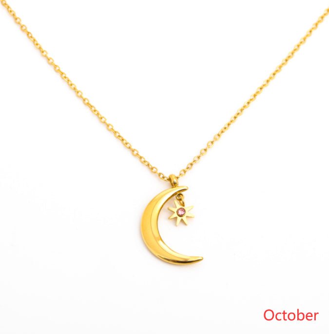 925 Silver Birthstone Pendant Necklace – All 12 Months | Gold Zircon Birthday Gift - Vintgedrifter