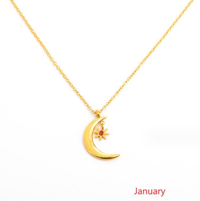 925 Silver Birthstone Pendant Necklace – All 12 Months | Gold Zircon Birthday Gift - Vintgedrifter