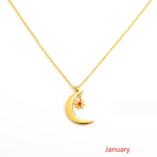 925 Silver Birthstone Pendant Necklace – All 12 Months | Gold Zircon Birthday Gift - Vintgedrifter