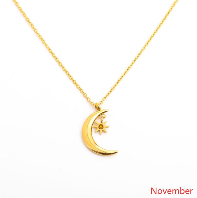 925 Silver Birthstone Pendant Necklace – All 12 Months | Gold Zircon Birthday Gift - Vintgedrifter