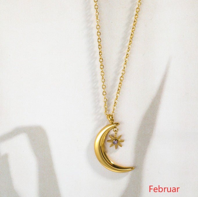 925 Silver Birthstone Pendant Necklace – All 12 Months | Gold Zircon Birthday Gift - Vintgedrifter