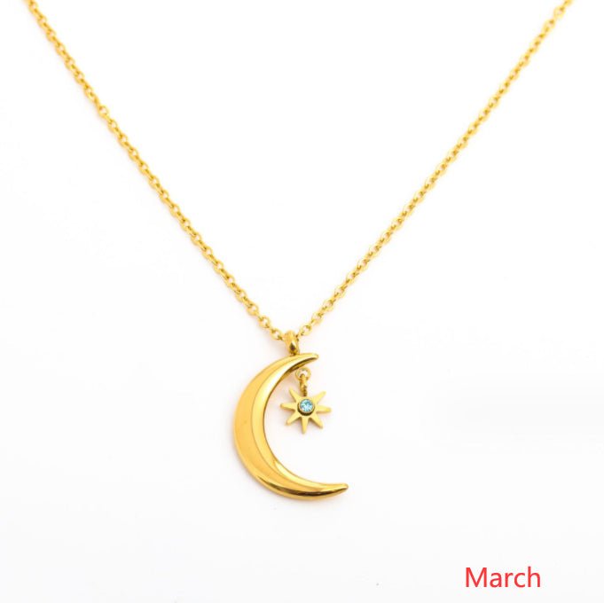 925 Silver Birthstone Pendant Necklace – All 12 Months | Gold Zircon Birthday Gift - Vintgedrifter