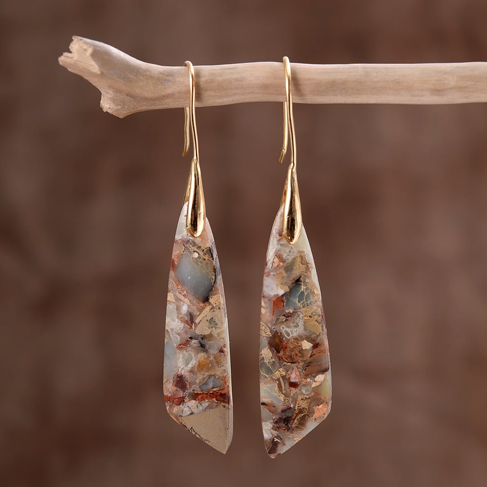 Bohemian Emperor Stone Geometric Pendant Earrings - Vintgedrifter