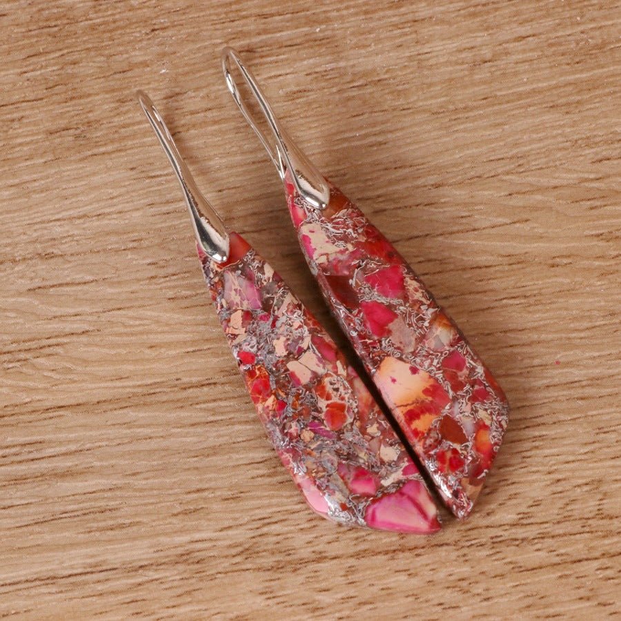 Bohemian Emperor Stone Geometric Pendant Earrings - Vintgedrifter