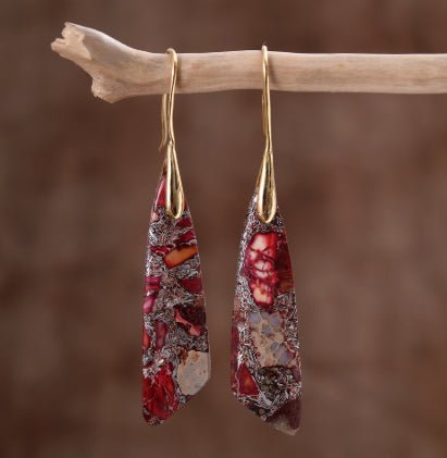 Bohemian Emperor Stone Geometric Pendant Earrings - Vintgedrifter