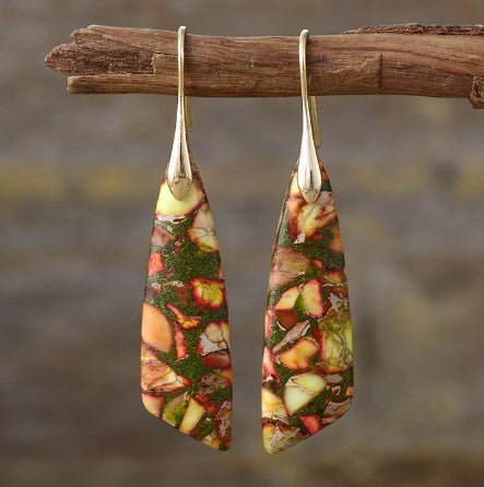 Bohemian Emperor Stone Geometric Pendant Earrings - Vintgedrifter