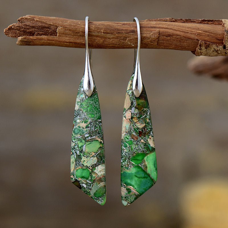 Bohemian Emperor Stone Geometric Pendant Earrings - Vintgedrifter