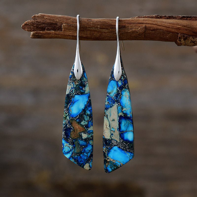 Bohemian Emperor Stone Geometric Pendant Earrings - Vintgedrifter