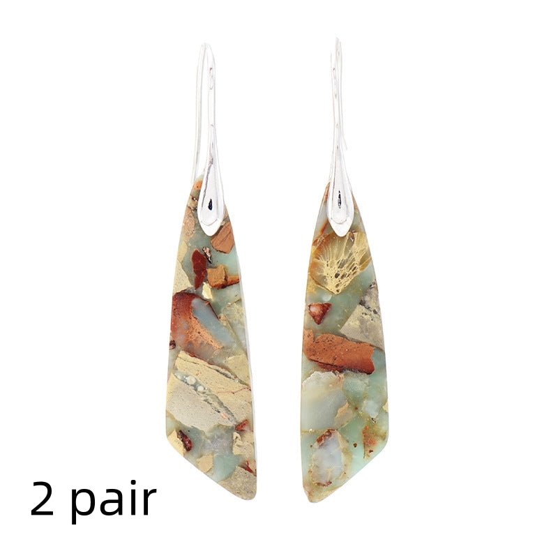 Bohemian Emperor Stone Geometric Pendant Earrings - Vintgedrifter