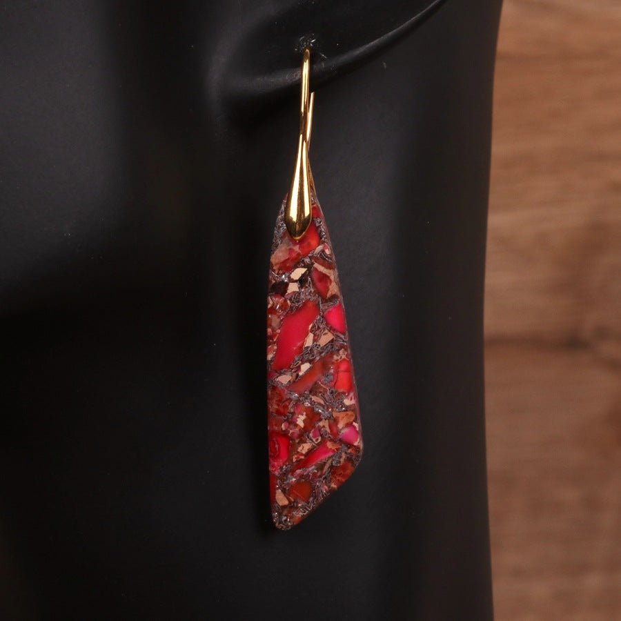 Bohemian Emperor Stone Geometric Pendant Earrings - Vintgedrifter
