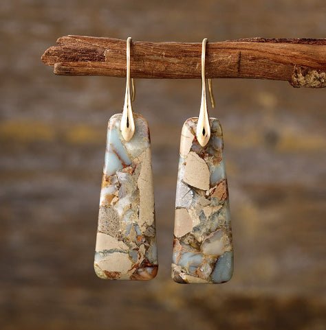 Bohemian Emperor Stone Geometric Pendant Earrings - Vintgedrifter