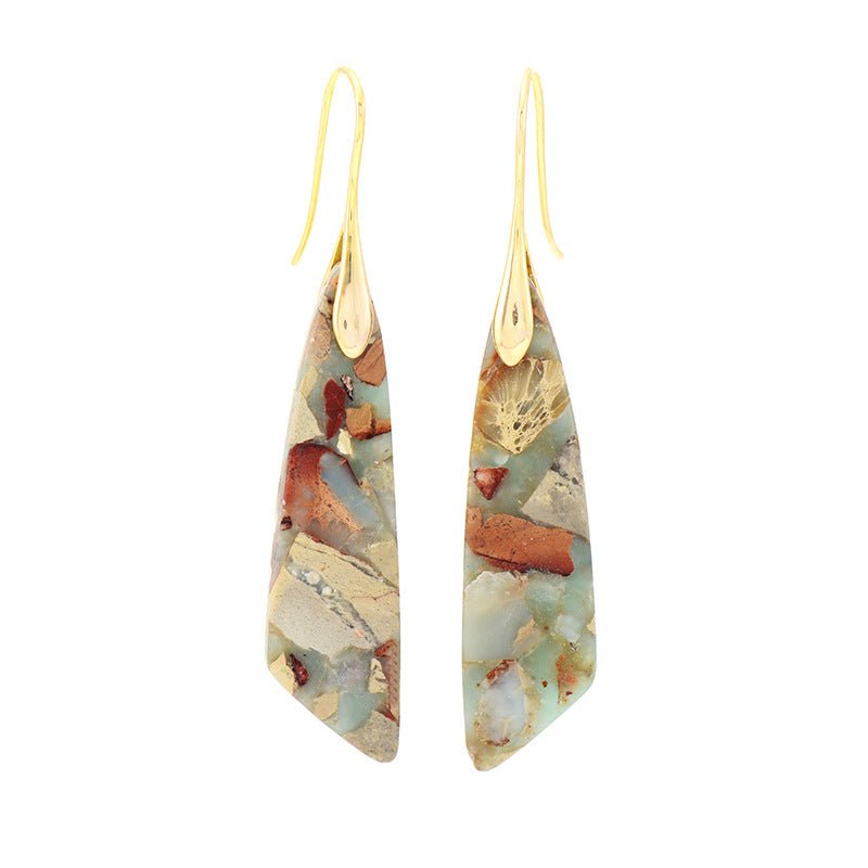 Bohemian Emperor Stone Geometric Pendant Earrings - Vintgedrifter