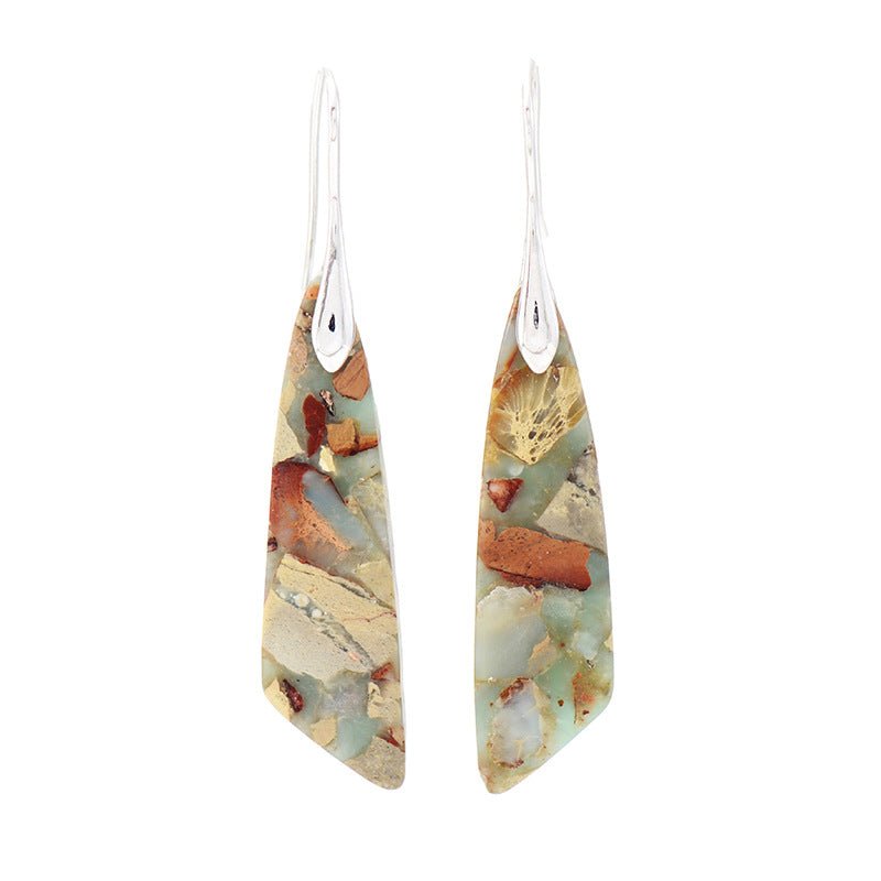 Bohemian Emperor Stone Geometric Pendant Earrings - Vintgedrifter