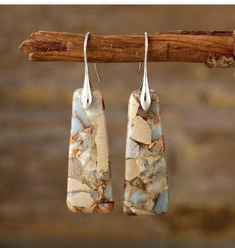 Bohemian Emperor Stone Geometric Pendant Earrings - Vintgedrifter