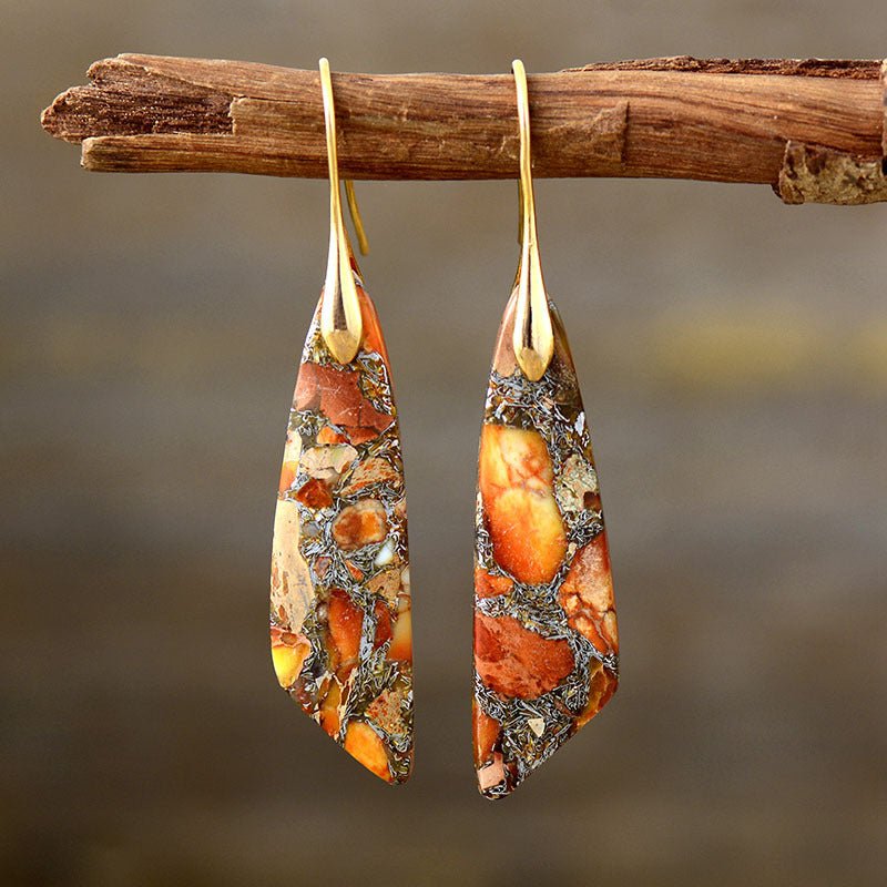 Bohemian Emperor Stone Geometric Pendant Earrings - Vintgedrifter