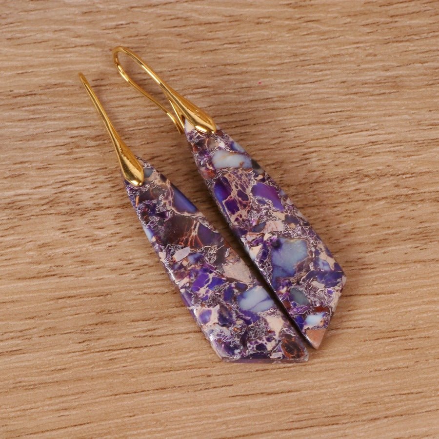 Bohemian Emperor Stone Geometric Pendant Earrings - Vintgedrifter