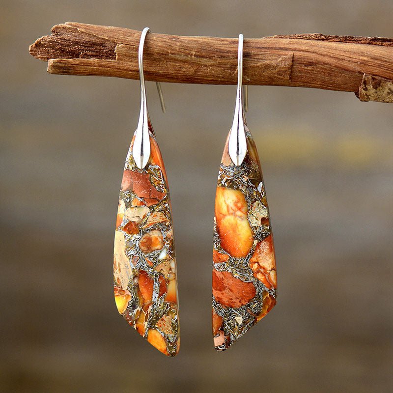 Bohemian Emperor Stone Geometric Pendant Earrings - Vintgedrifter