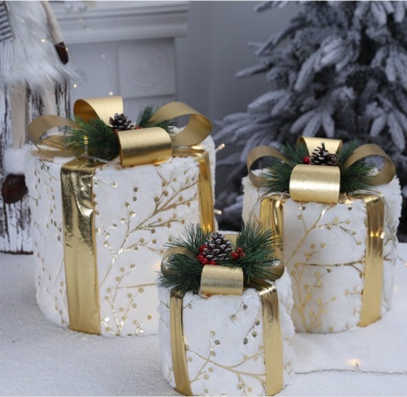 Christmas Three-Piece Fabric Gift Box Set – Holiday Ornament Gift Boxes - Vintgedrifter