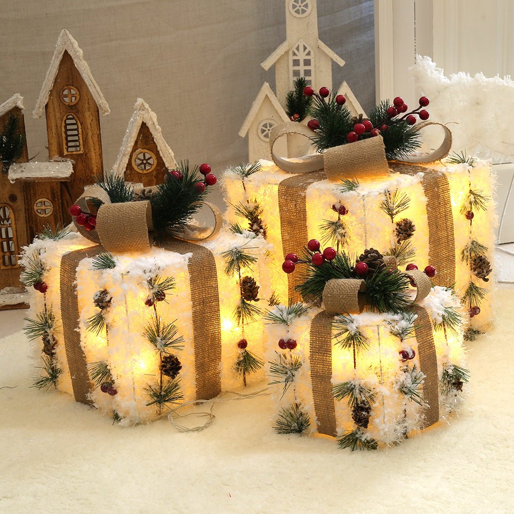 Christmas Three-Piece Fabric Gift Box Set – Holiday Ornament Gift Boxes - Vintgedrifter