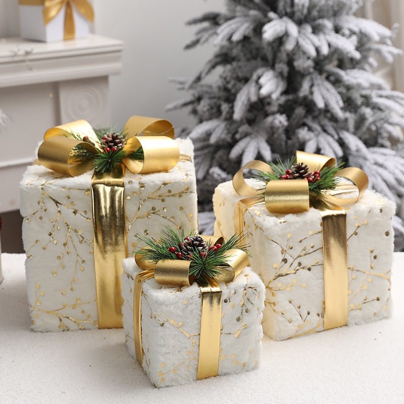 Christmas Three-Piece Fabric Gift Box Set – Holiday Ornament Gift Boxes - Vintgedrifter