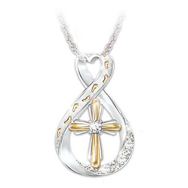 Cross Diamond Pendant Necklace – Two-Tone - Vintgedrifter