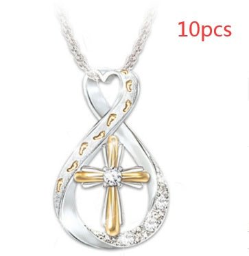 Cross Diamond Pendant Necklace – Two-Tone - Vintgedrifter