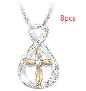Cross Diamond Pendant Necklace – Two-Tone - Vintgedrifter