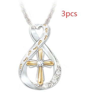 Cross Diamond Pendant Necklace – Two-Tone - Vintgedrifter