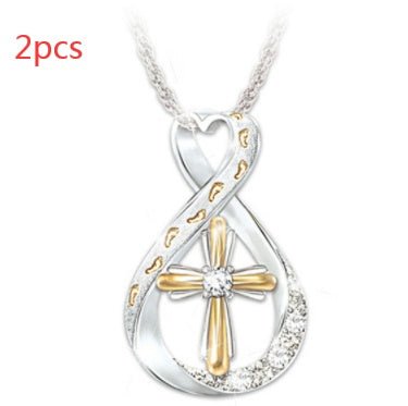Cross Diamond Pendant Necklace – Two-Tone - Vintgedrifter