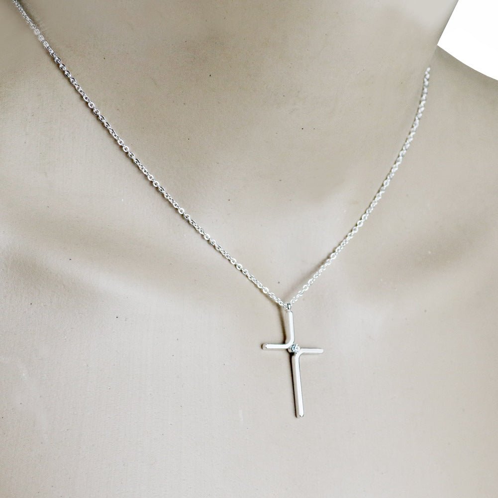 Cross Pendant New Simple Necklace Titanium Steel Plating - Vintgedrifter
