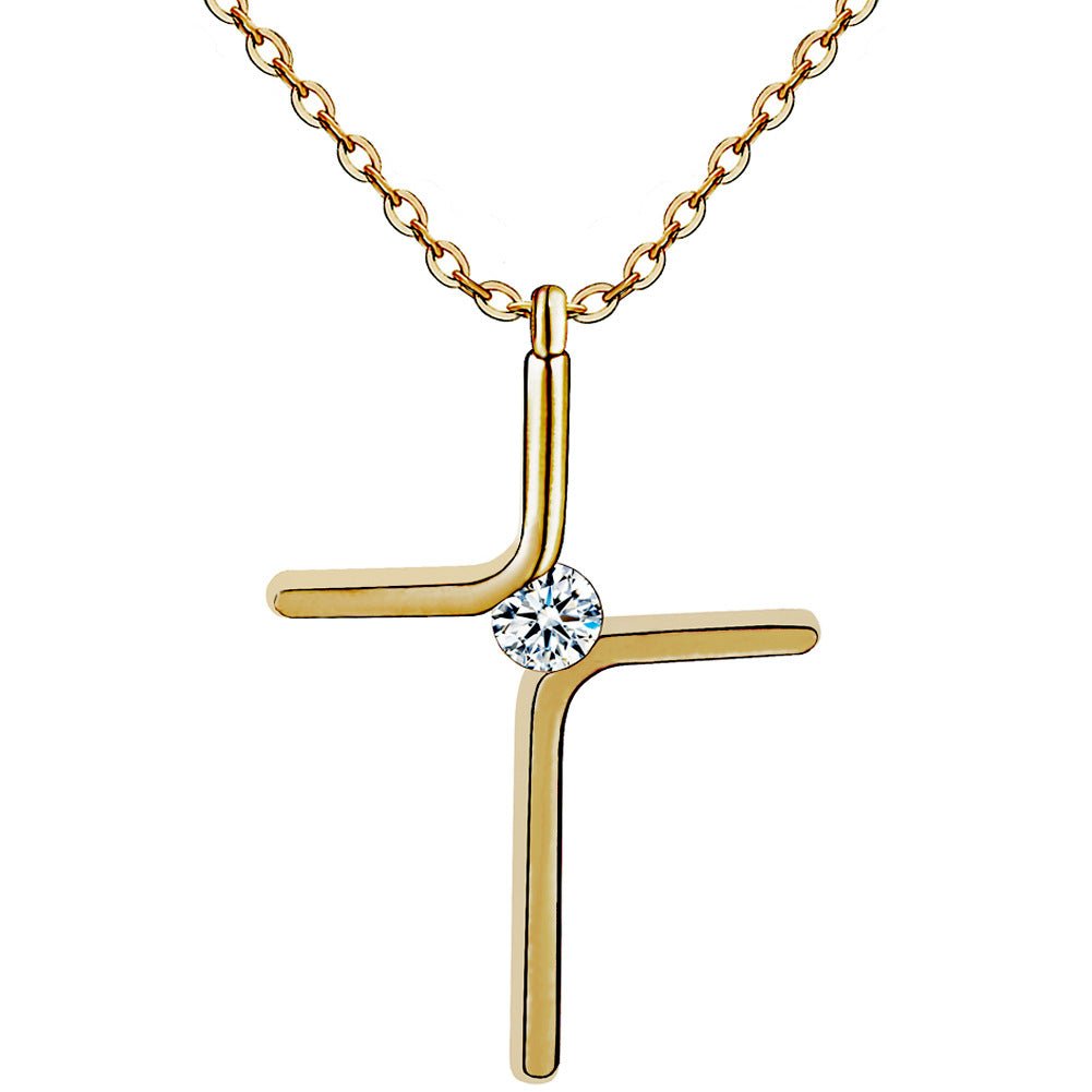 Cross Pendant New Simple Necklace Titanium Steel Plating - Vintgedrifter