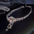 Crystal Gem Round Bead Chain Necklace – Geometric Statement Piece - Vintgedrifter