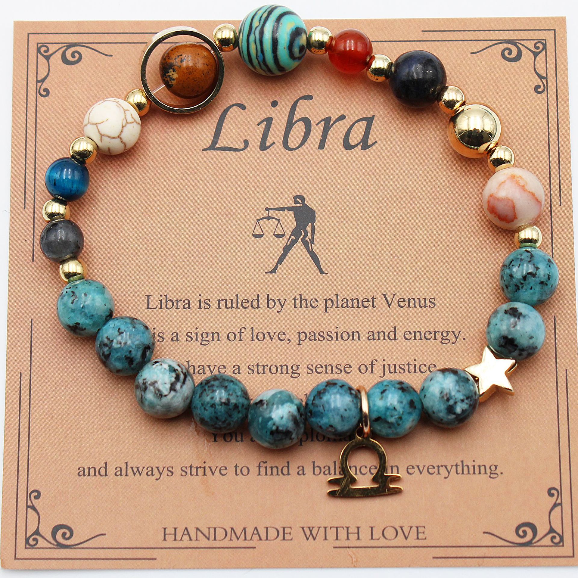 Eight Planets 12 Constellation Bracelet Natural Stone Hemp Stone - Vintgedrifter