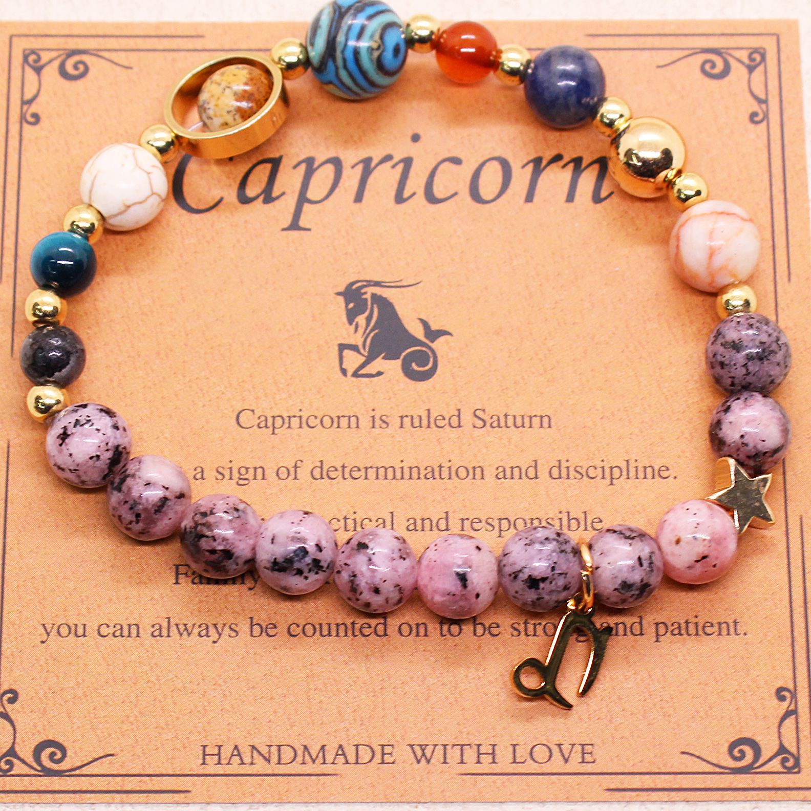 Eight Planets 12 Constellation Bracelet Natural Stone Hemp Stone - Vintgedrifter