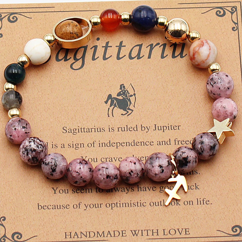 Eight Planets 12 Constellation Bracelet Natural Stone Hemp Stone - Vintgedrifter