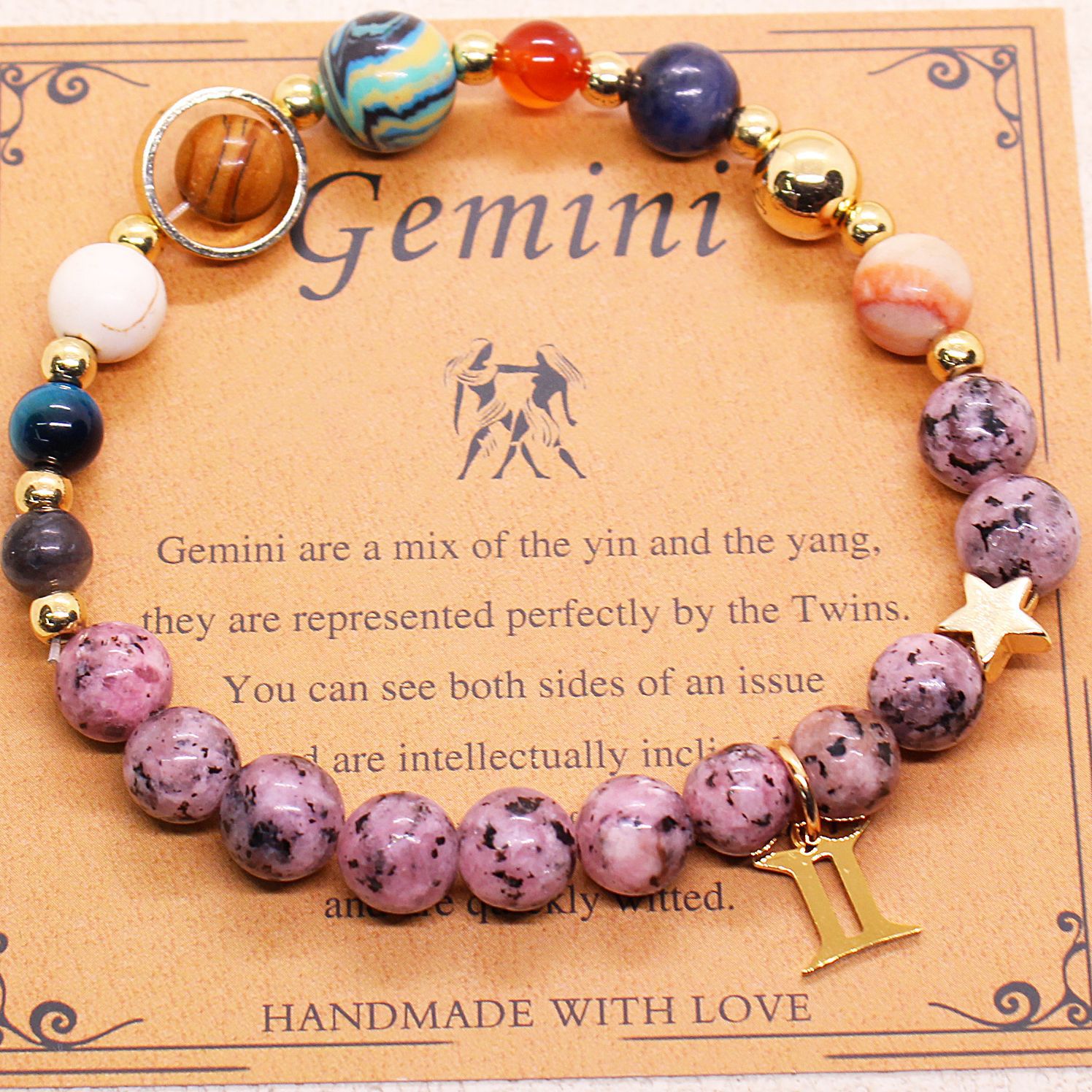 Eight Planets 12 Constellation Bracelet Natural Stone Hemp Stone - Vintgedrifter