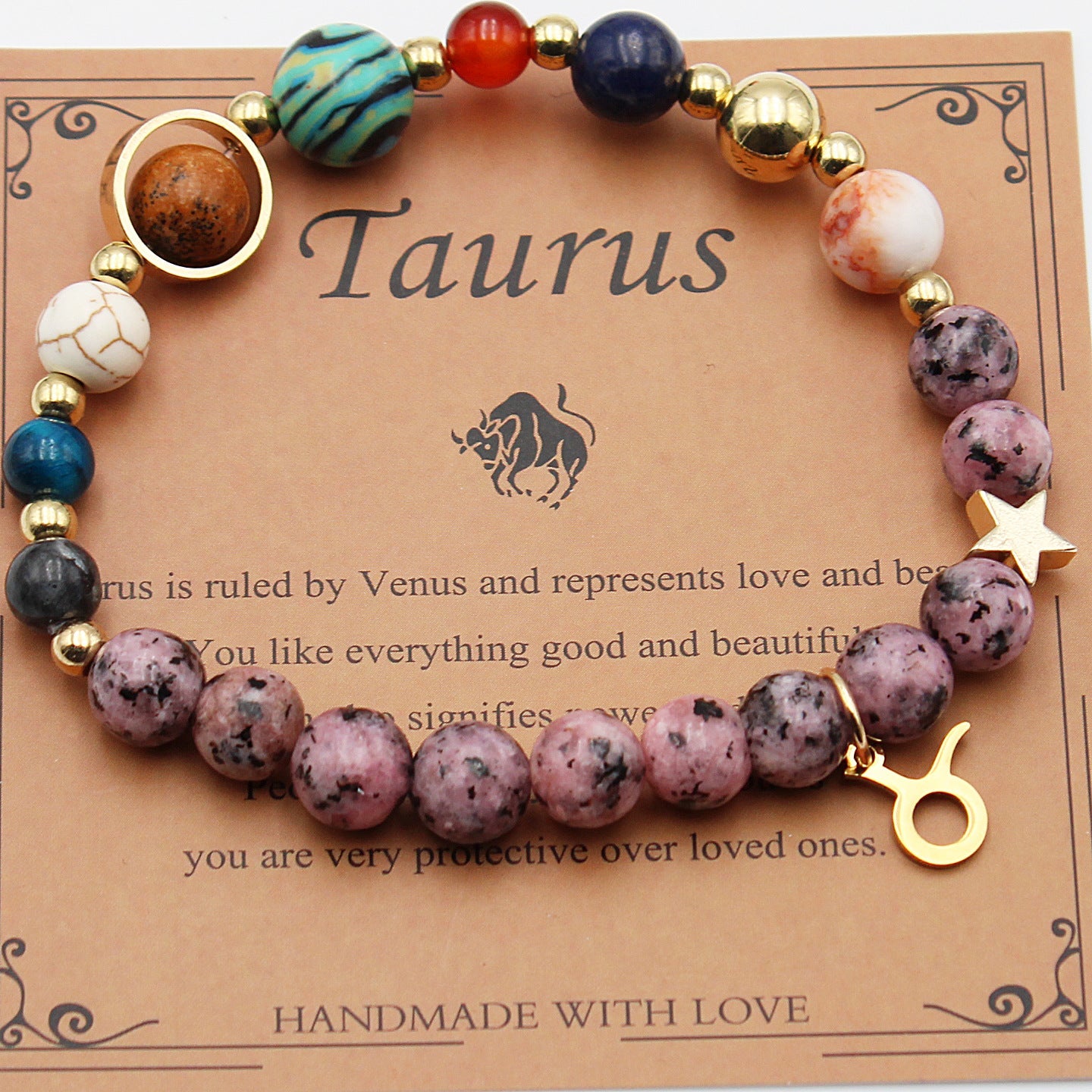 Eight Planets 12 Constellation Bracelet Natural Stone Hemp Stone - Vintgedrifter
